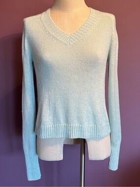 🩵Margaret O'Leary Ice Blue V-Neck Pullover Sweater